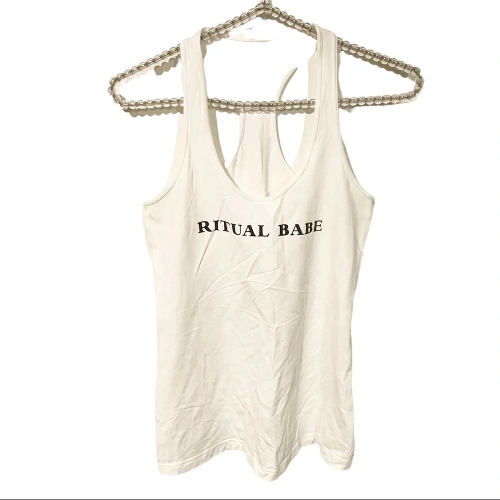 Lululemon Size 6 Racerback Womens White Ritual Babe Athletic Tank